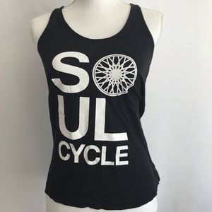 Soul Cycle top. Black with white graphics muscle-T
